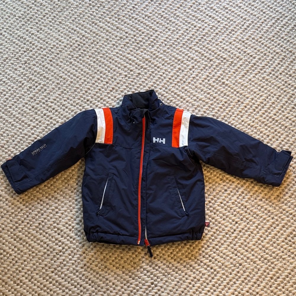 Helly Hansen Dark Blue Jacket with Orange and White Stripes